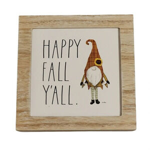 Rae Dunn Happy Fall Ya’all Gnome Wooden Wall Table Décor New